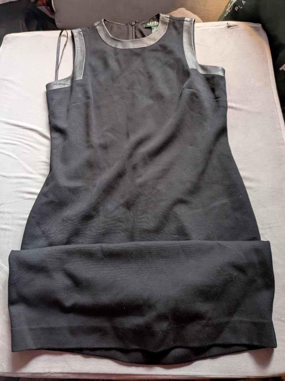 Ralph Lauren Black Dress.qith Faux Leather Trim - 6P